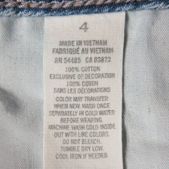 AMERICAN EAGLE Frayed Hem Cuffed Jean Shorts Womens Sz 4 Ripped Destroyed Denim - Picture 6 of 12